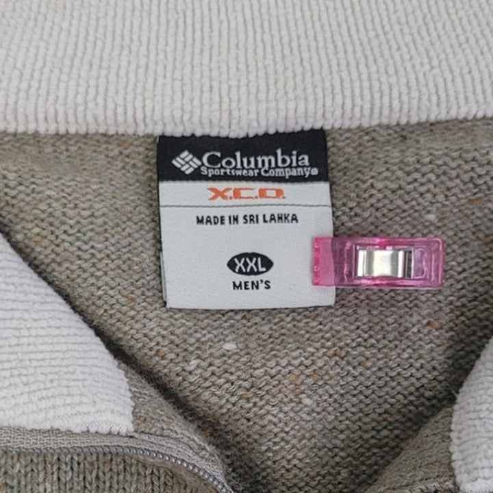 Columbia Mens XXL Long Sleeve Quarter Zip Snowflake Knit Pullover Sweater