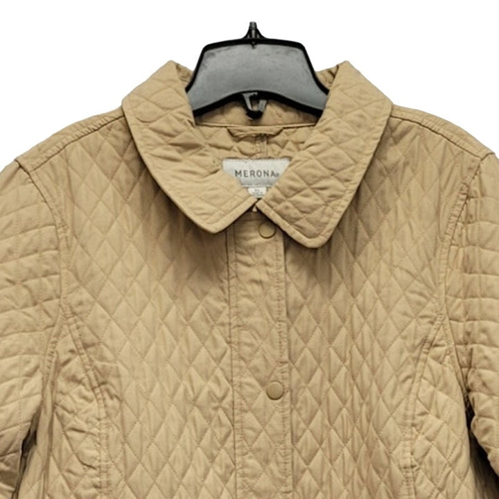 Merona Womens XL 100% Polyester Long Sleeve Quilted Full Zip Snap Up Jacket