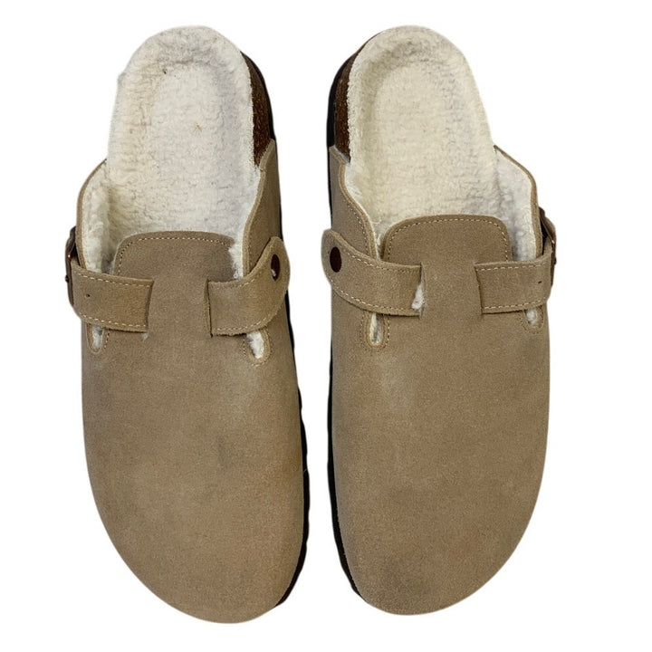 Kidmi Womens Size 11 Brown Clogs Suede Fur Lined Closed Round Toe Slip On Shoes