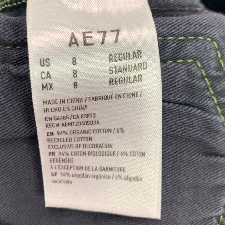 New American Eagle AE77 Size 8 100% Cotton Factory Distressed Jorts Denim Shorts