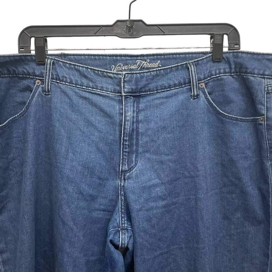 Universal Thread Womens 22W Cropped Hook Eye Closure Stretch Denim Blue Jeans