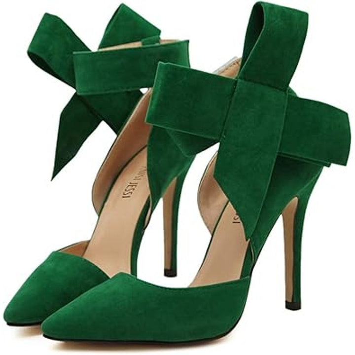 Maiernisi Jessi Womens 9.5 Kelly Green Faux Suede 4.5" Closed Toe Bow Pump Shoes