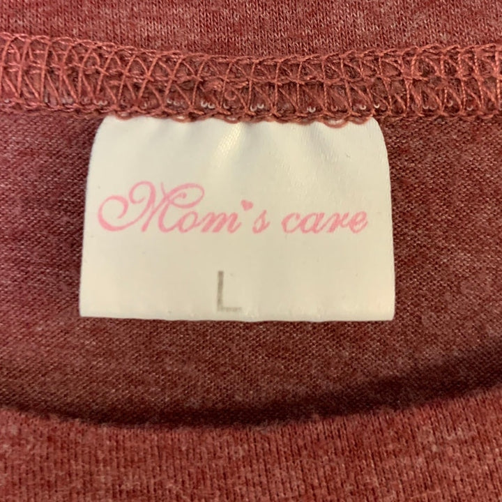 Upcycled Hand Printed Womens Large Pink Be Kind Heart Long Sleeve Tee Shirt EUC