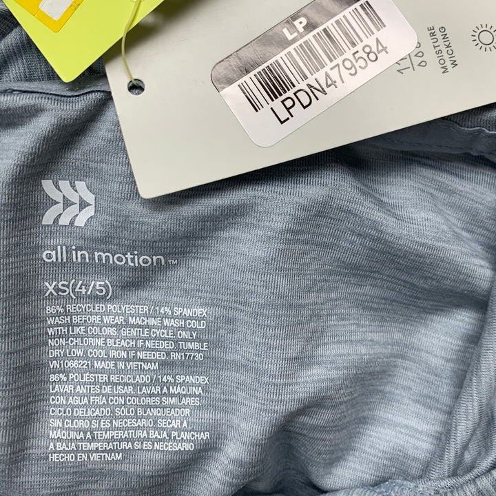 New All In Motion Girls XS (4/5) Elastic Waist Shorts Althletic Hoodie 2PC Set