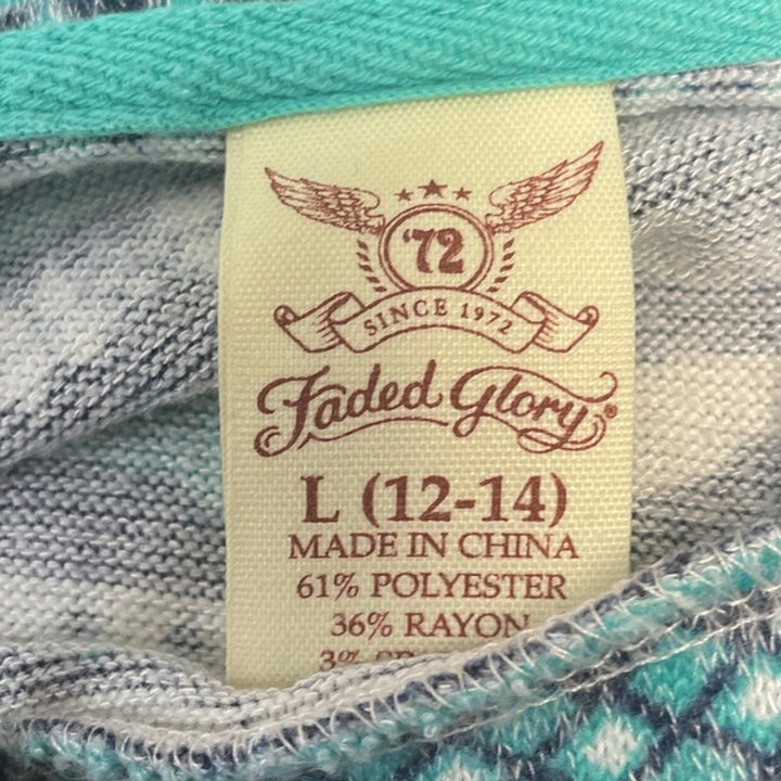 Time &amp; Tru Faded Glory Womens Large Long Sleeve Boat Crew Neck Blouse Top