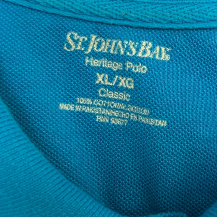 Lot of 2 Mens St Johns Bay Mens XL Classic Blue Striped Short Sleeve Polo Shirt