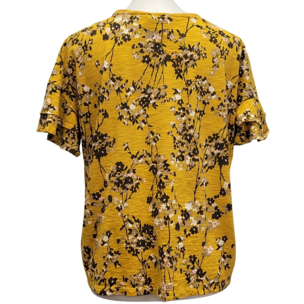 Hand Printed Upcycled Womens Large Selectively Social Floral Tee Shirt Top