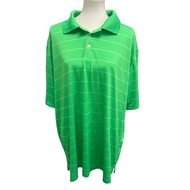 Champion Mens XXL 100% Polyester Short Sleeve Pin Striped Collared Polo Shirt