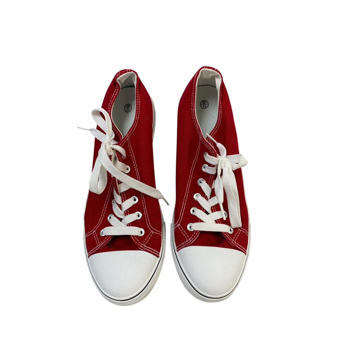 ZGR Mens Size 11 Red White Sneakers Lace Up Round Toe Low Top Canvas Shoes