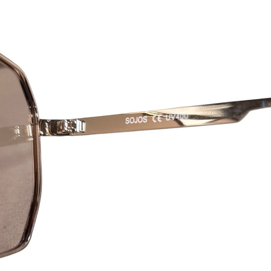Sojos Mens Gold Frames Retro Oversized Square Sunglasses w Carrying Bag