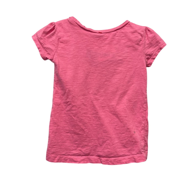 Hand Printed Upcycled Girls 2T Dragonfly Short Sleeve Cotton Blend Crew Neck Tee