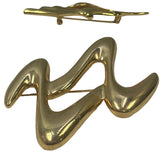 3 Vintage 1990s Gold Toned Zig Zag Geometric Career Jacket Pins Brooches