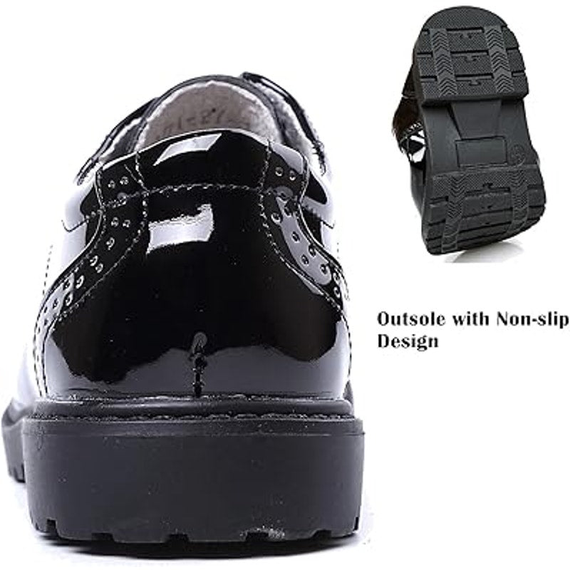 Dadawen Little Boys Size 1.5 Black Lace Up Faux Leather Oxford Dress Shoes