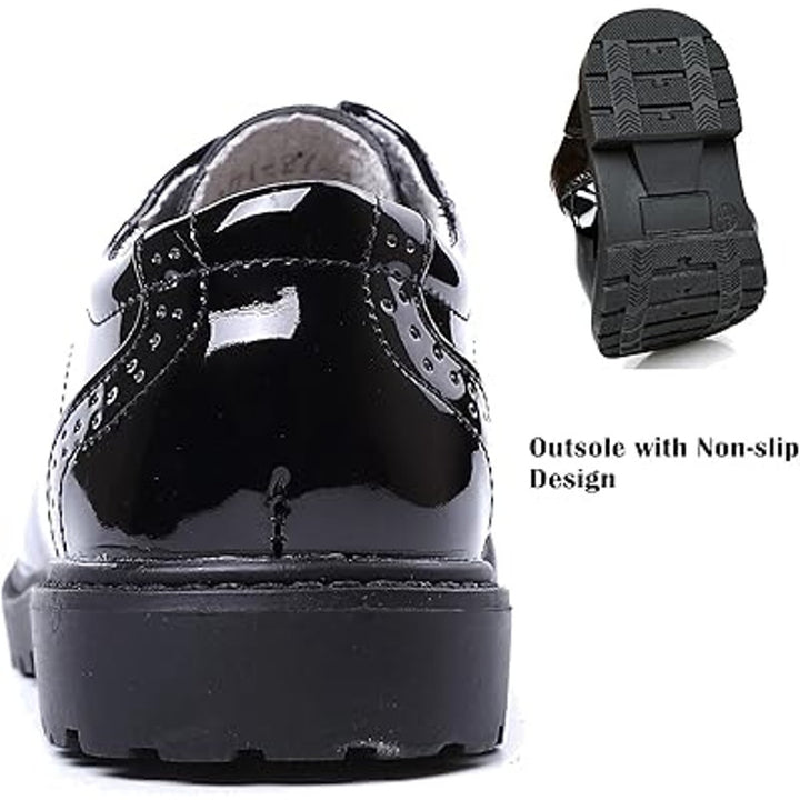Dadawen Little Boys Size 1.5 Black Lace Up Faux Leather Oxford Dress Shoes