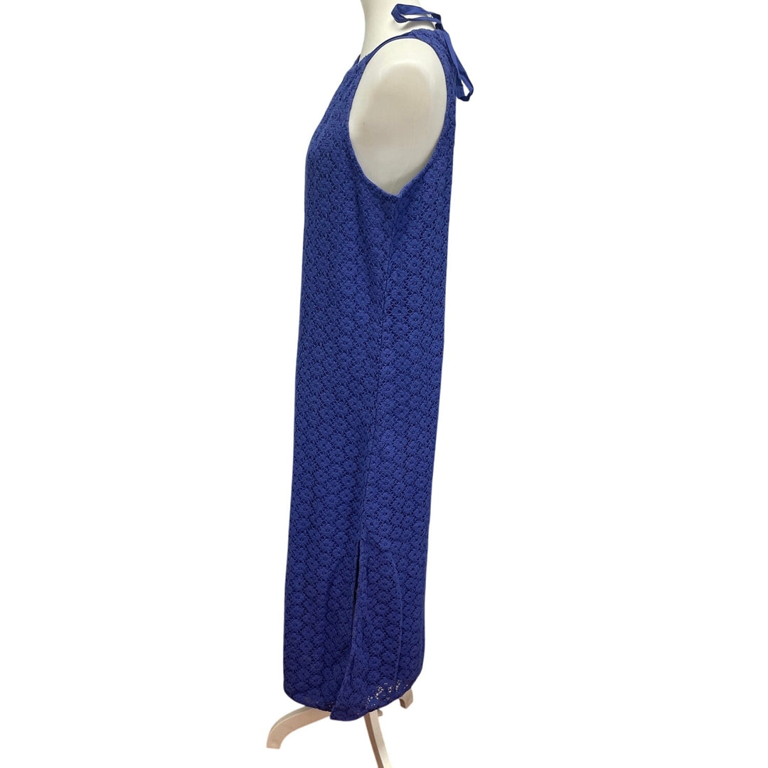 A New Day Womens Large Crochet Overlay Sleeveless Maxi Neck Tie Sheath Dress