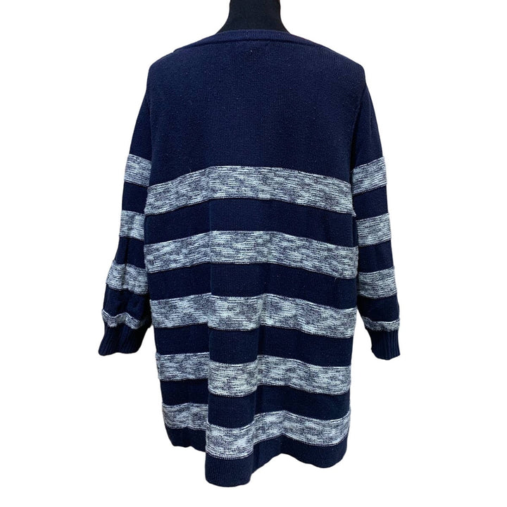 Croft &amp; Barrow Woman 3X 3/4 Sleeve Striped Crew Neck Cotton Knit Sweater