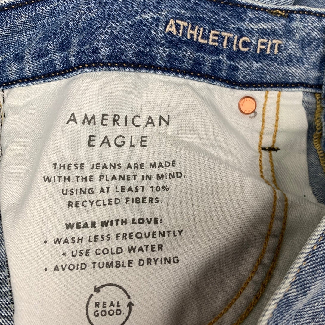 New American Eagle Mens 32 X 30 Cotton Blend Athletic Fit Denim Blue Jeans