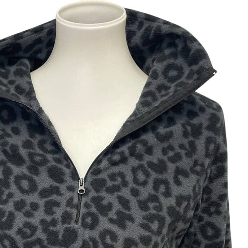 Old Navy Womens Medium Long Sleeve Leopard Spot 1/4 Zip Fleece Pullover Sweater