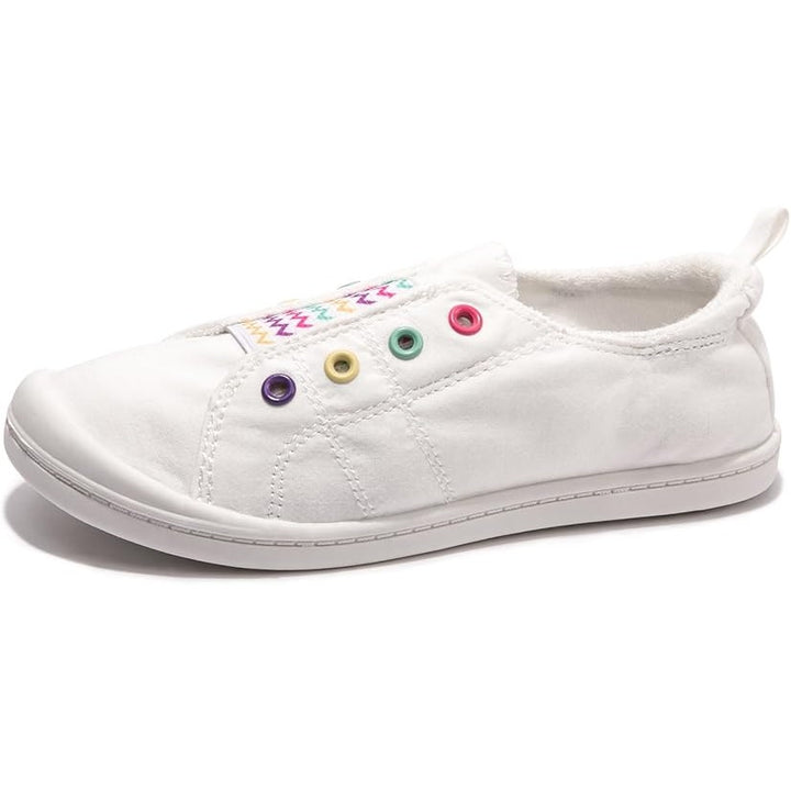 New FunMonkey Toddler Girls Size 6 White Canvas Sneakers Lace Up Slip On Shoes