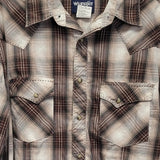 Wrangler Mens Large PolyCotton Long Sleeve Plaid Pearl Snap Up Western Shirt