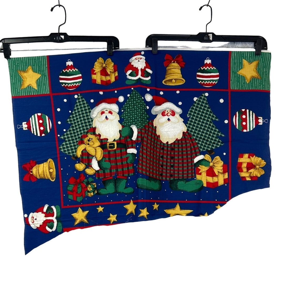 Country Santa Plaid Christmas Tree Gift Bear Star Cutouts Cotton Fabric Panel
