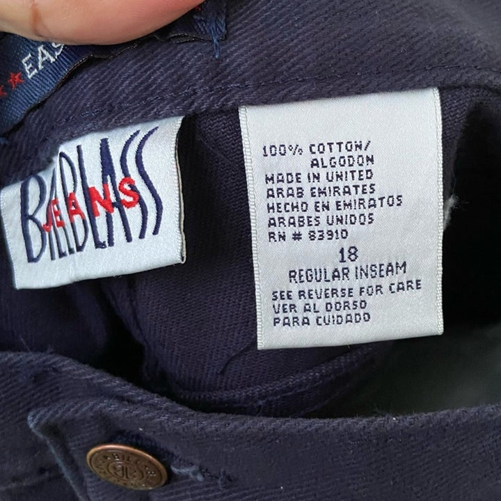 NWT New Bill Blass Womens Size 18 100% Cotton Straight Denim Navy Blue Jeans