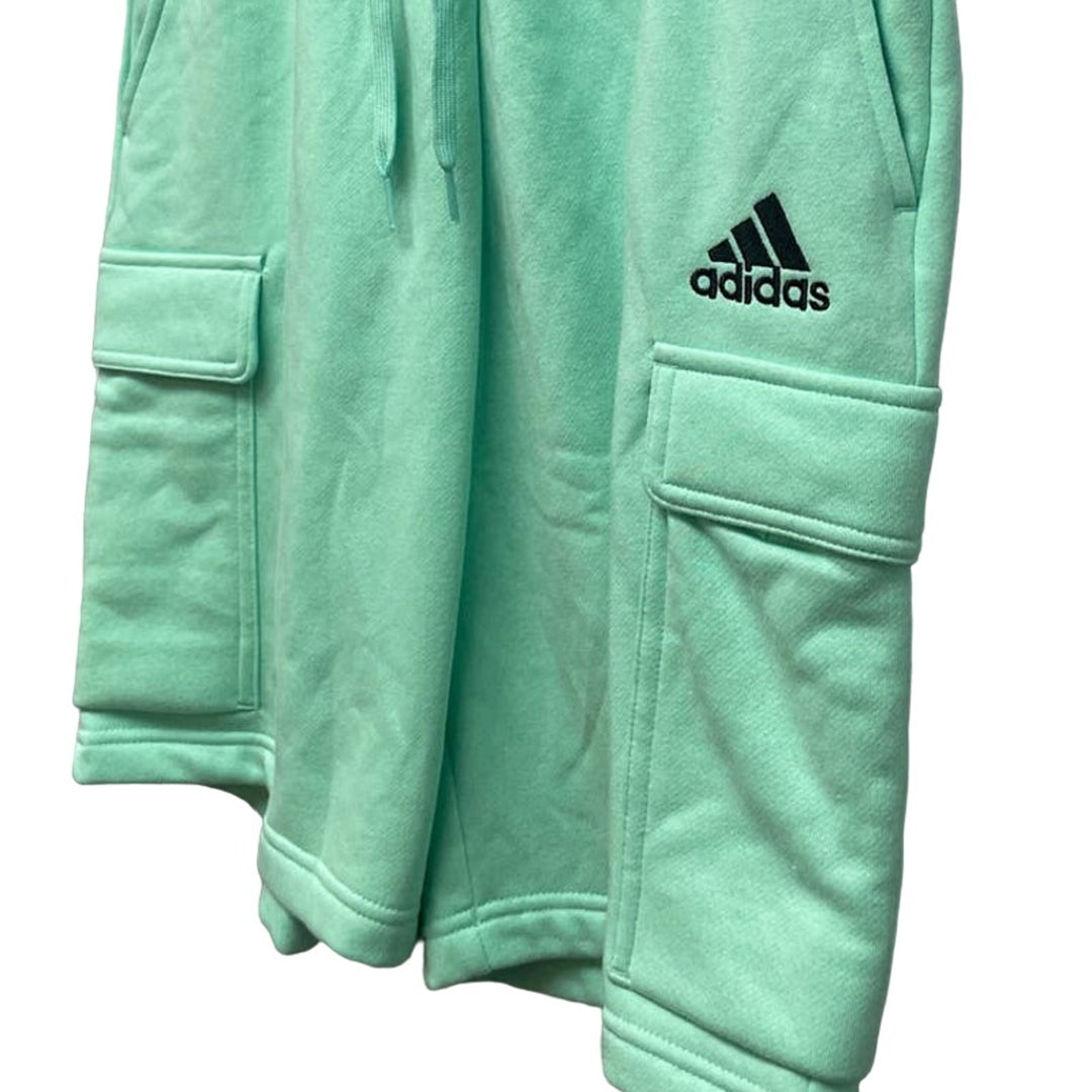 New Adidas Mens Small PolyCotton Elastic Drawstring Waist Cargo Sweatpant Shorts