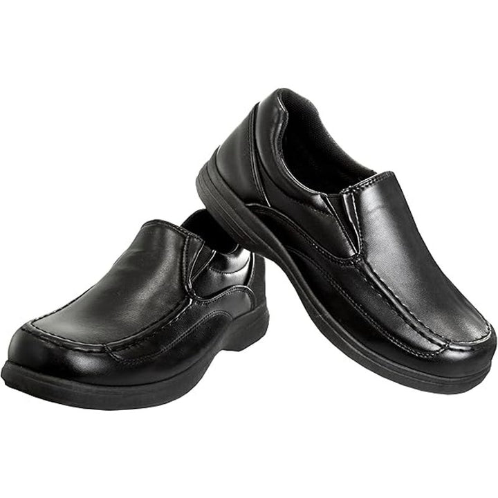 French Toast Boys Size 2 Black Faux Leather Slip On Loafers Non Skid Shoes