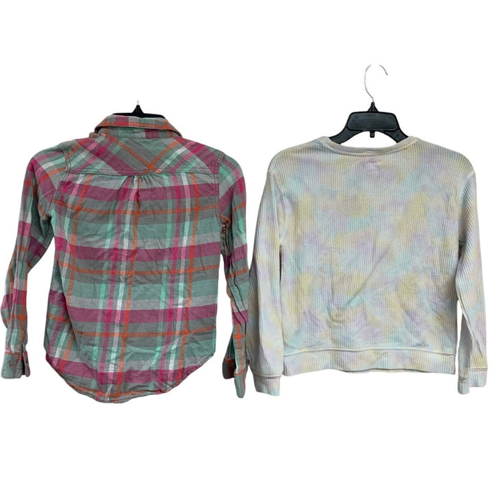 2 New Cat &amp; Jack Girls Large Long Sleeve Button Up Shirt Waffled Sweatshirt