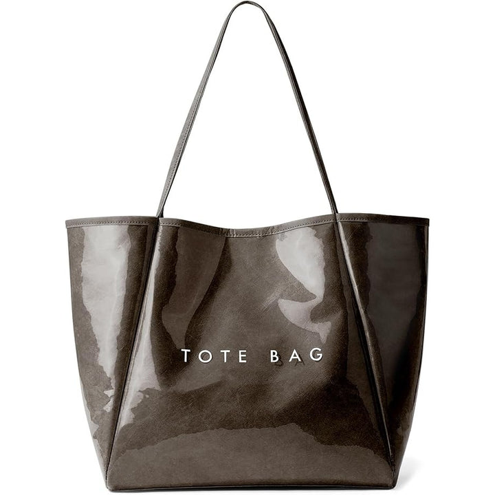 New Kalidi Large Chocolate Brown PVC Tote Bag Women Weekender Hobo Travel Purse