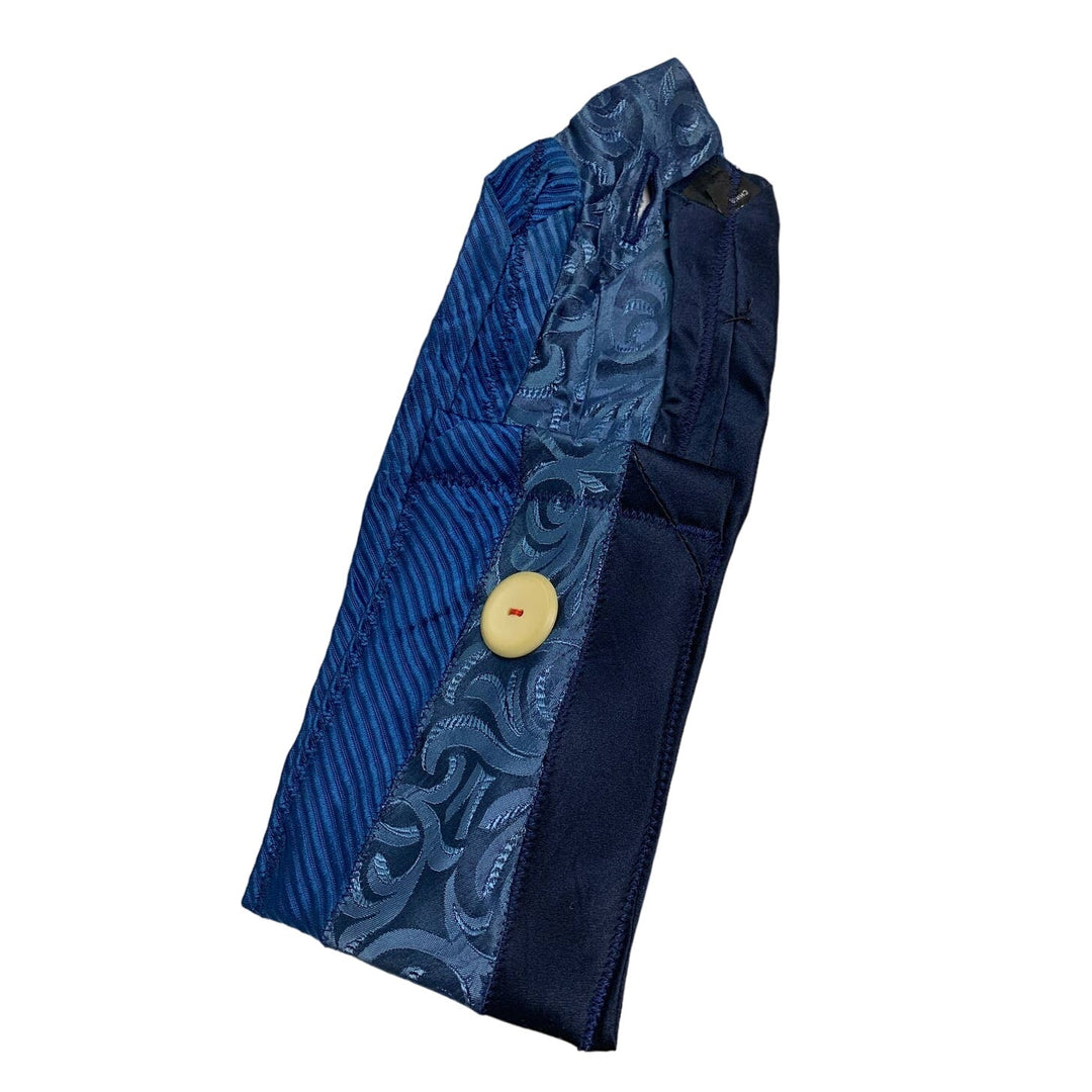 Handmade Upcycled Blue Vintage Mens Neck Tie Eyeglass Case Cosmetics Phone Pouch