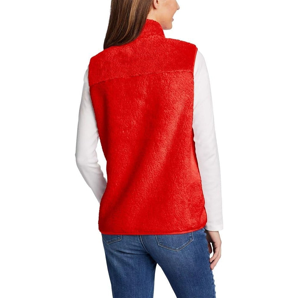 New Eddie Bauer Womens XS Coral Orange Fast Fleece Plush Full Zip Vest Pockets