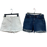 2 Everlane Womens Size 4 PolyCotton White Blue Denim Jean Short Shorts w Pockets