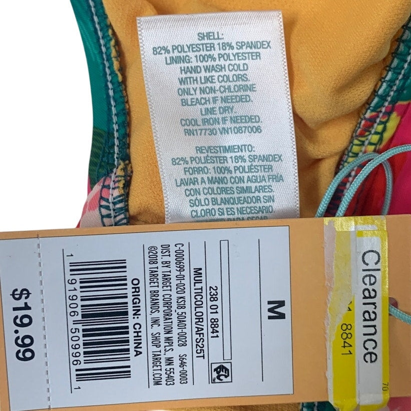 New Kona Sol Womens Medium 2PC Tropical Flower Bikini Top and Bottom Swim Suit