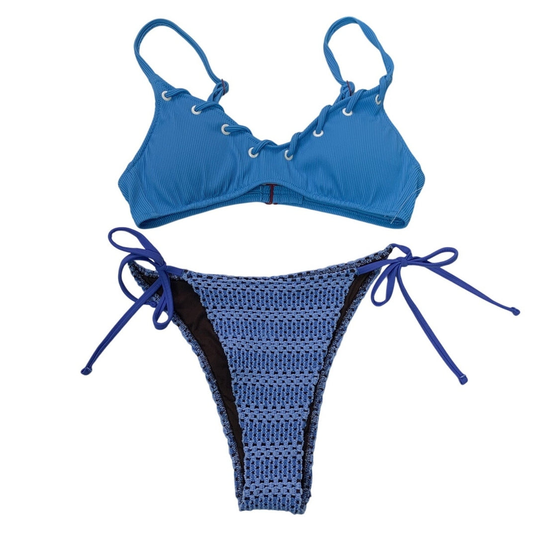 New American Eagle Womens XXS Crochet Side Tie Bikini Top Bottoms Swim Set