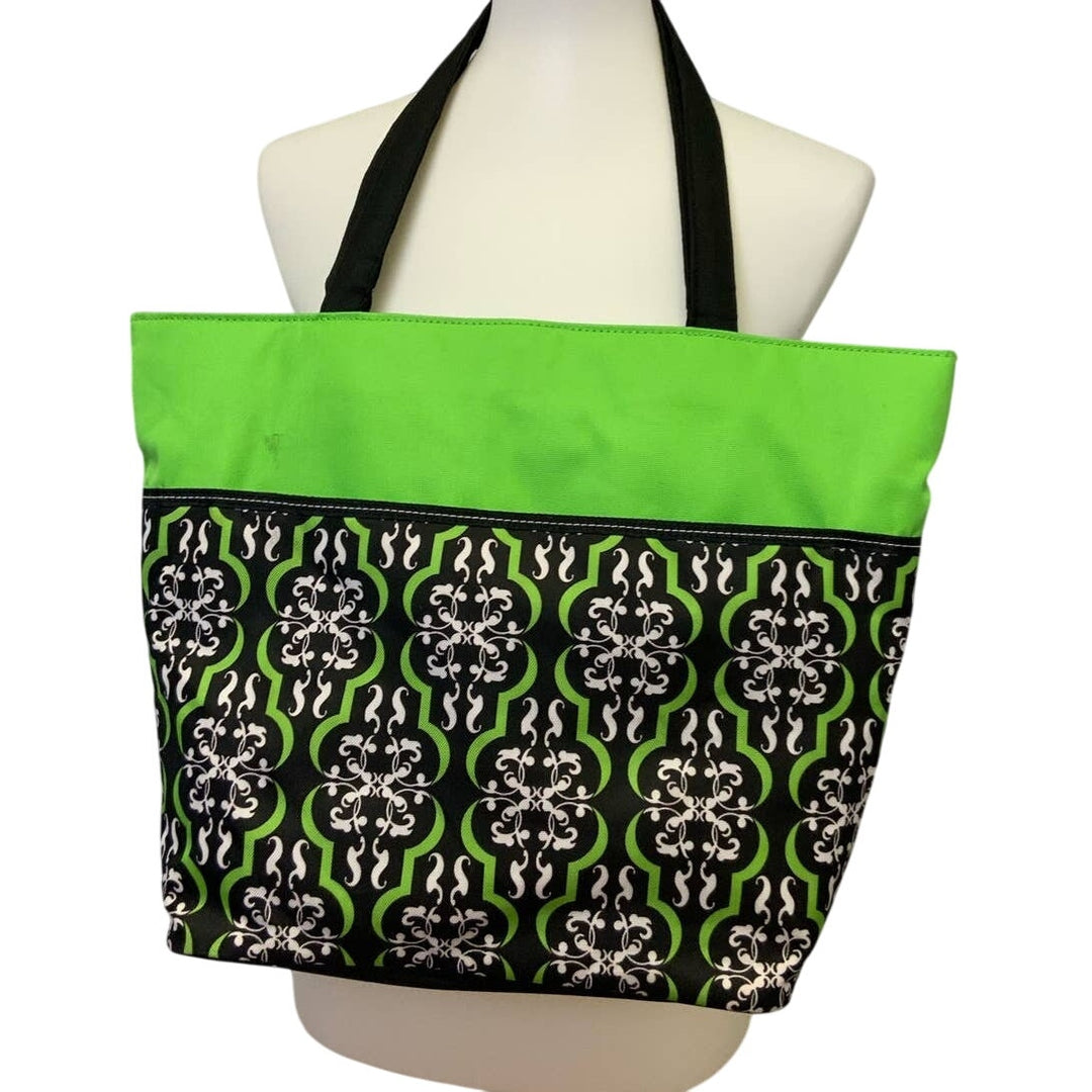 Jackie for Studio C Geometric Pattern Striped Interior Vinyl Tote Bag Purse