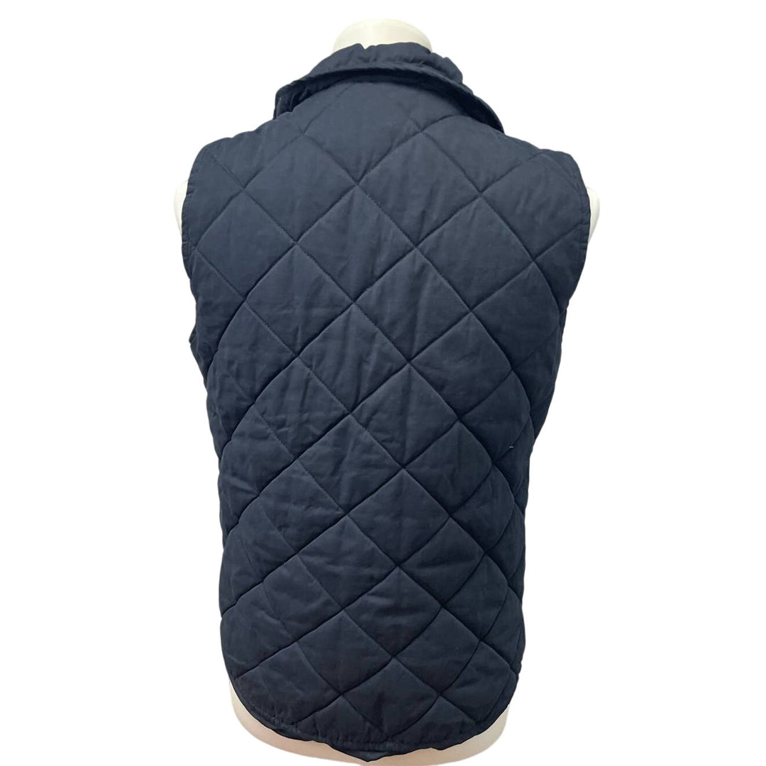 Thread &amp; Supply Womens Medium Navy Blue Quilted Full Zip Sleeveless Collar Vest