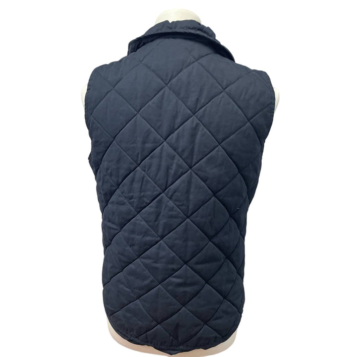 Thread &amp; Supply Womens Medium Navy Blue Quilted Full Zip Sleeveless Collar Vest