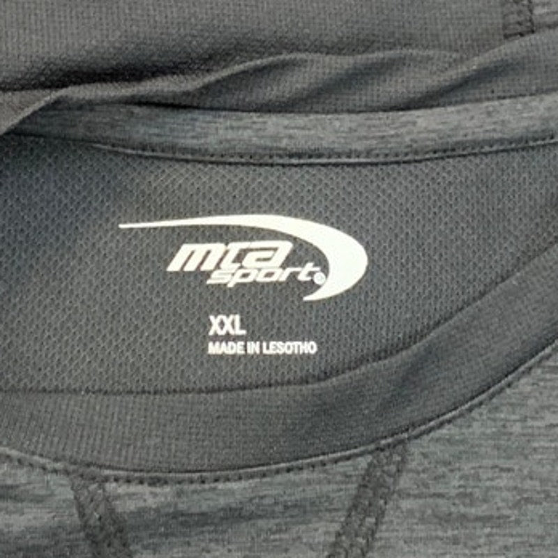 MTA Sport Mens XXL Black Polyester Long Sleeve Athletic Crew Neck Tee Shirt