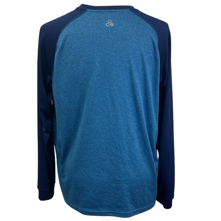 Tek Gear DryTek Mens XL Blue Long Sleeve 100% Polyester Athletic Tee Shirt