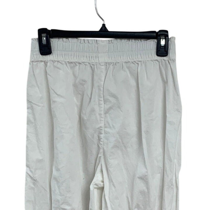 New Aerie Womens Small White Ruffled Elastic Paper Bag Waist Pants w Pockets