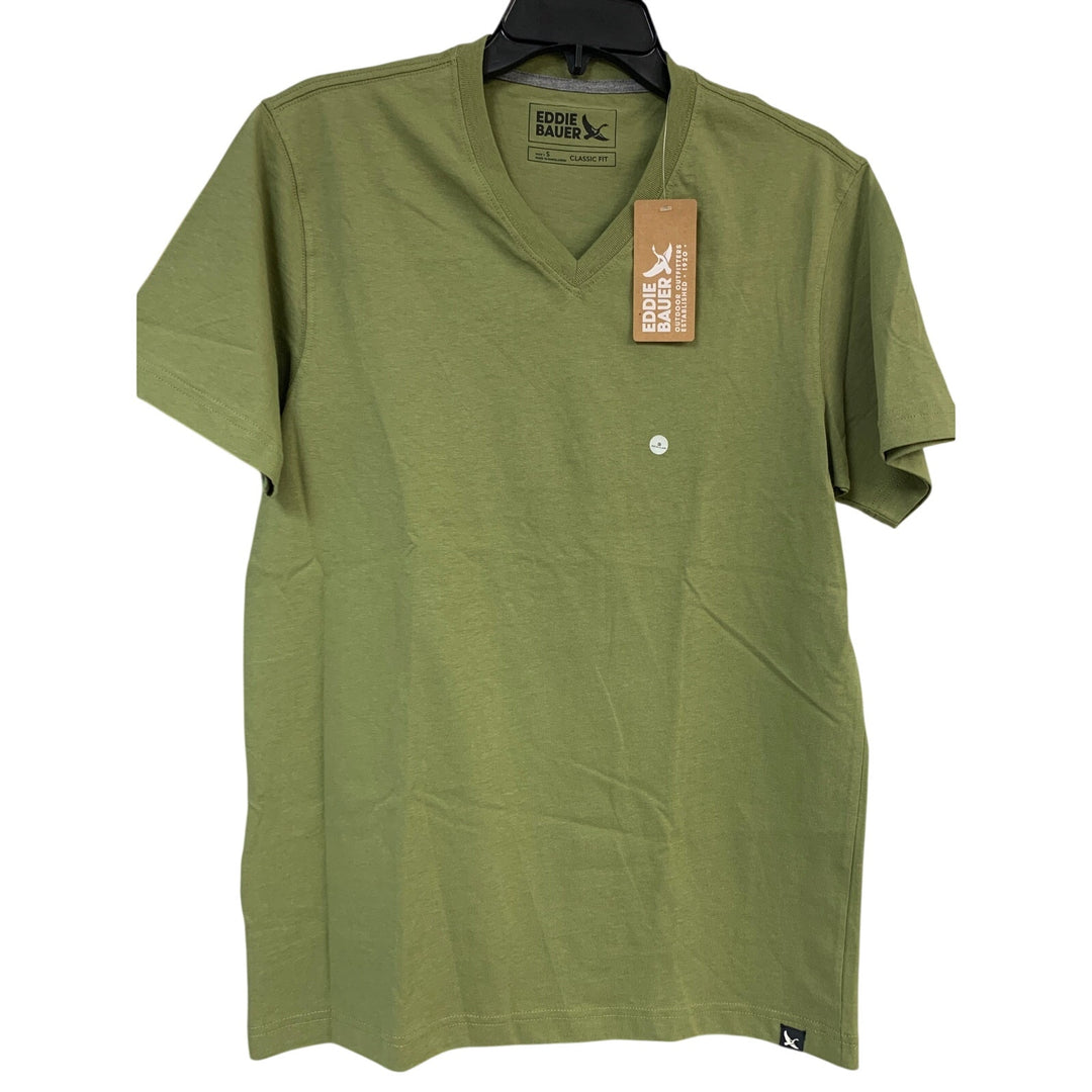 2 New Eddie Bauer Mens Small Olive Blue Classic Short Sleeve Cotton Tee Shirts