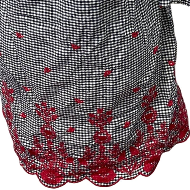 Westport XS Off Shoulder Strappy Gingham Embroidered Flower Long Sleeve Dress