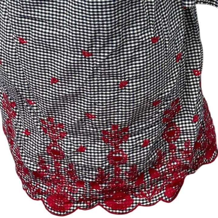 Westport XS Off Shoulder Strappy Gingham Embroidered Flower Long Sleeve Dress
