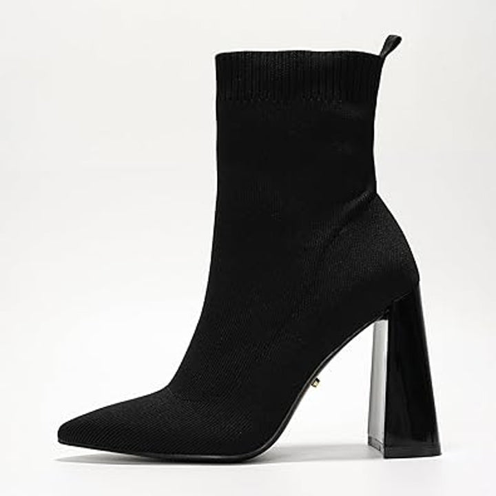 Cape Robbin Womens Size 7 Black Fabric Pointed Toe 4" Heels Booties Ankle Boots