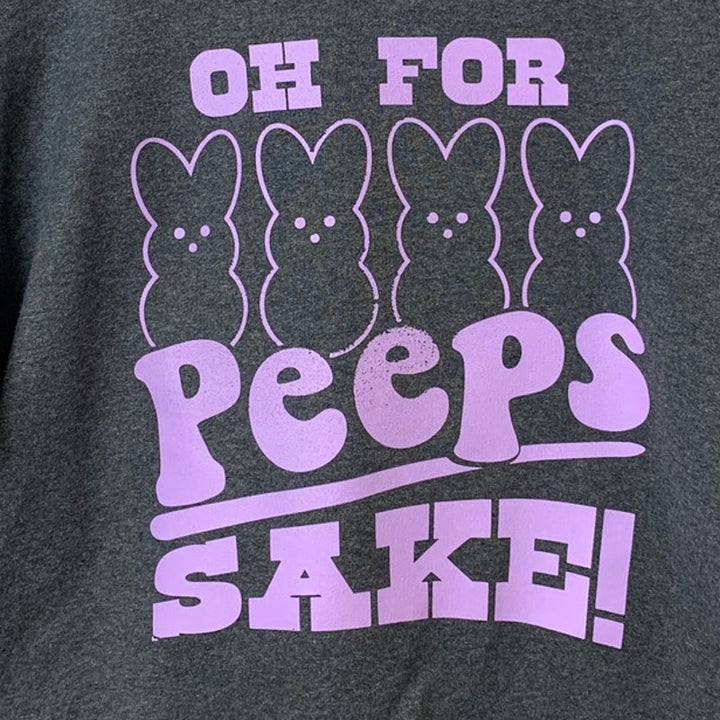 Upcycle Hand Printed Women Small Oh For Peeps Sake Easter Long Sleeve Sweatshirt