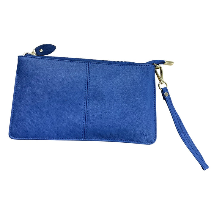 Yaluxe Blue Faux Leather Wristlet Wallet Hand Bag Purse Cell Phone Pocket Clutch