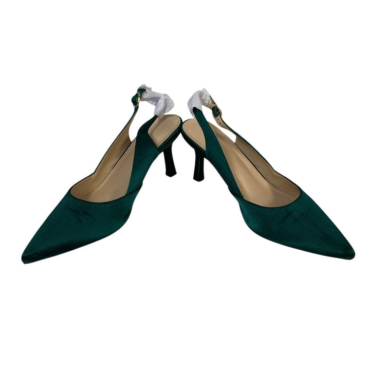 GotSoft Womens Size 8.5 Green 3" Heel Closed Pointed Toe Slingback Shoes