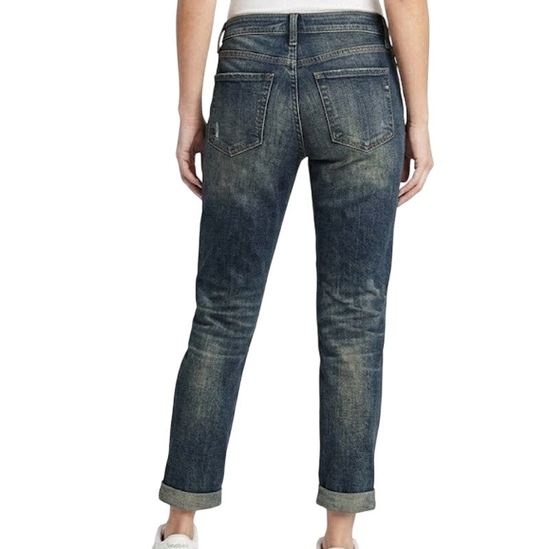 New Eddie Bauer Womens Weathered Indigo Wash Slim Fit Boyfriend Mid-Rise Jeans