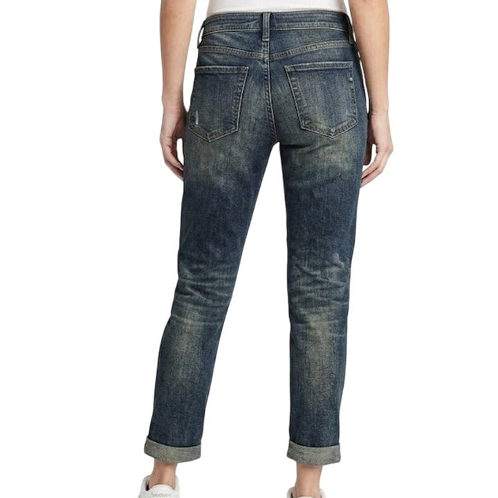 New Eddie Bauer Womens Weathered Indigo Wash Slim Fit Boyfriend Mid-Rise Jeans